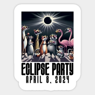 Eclipse 2024 Watch Party Funny Animals - Solar Event, Solar Eclipse April 8 2024, Totality Sticker